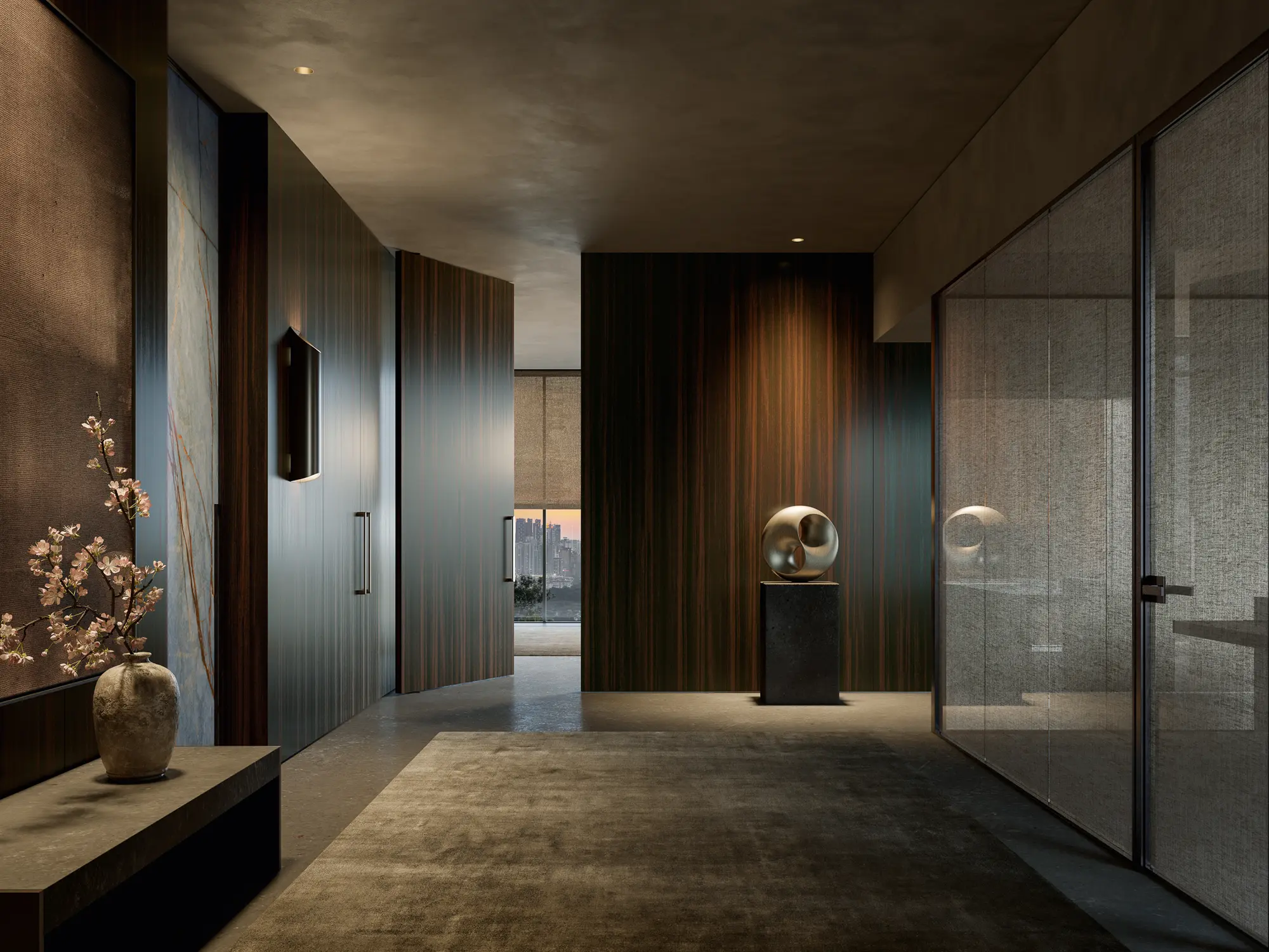 luxe interieur met marmer en hoogwaardige materialen